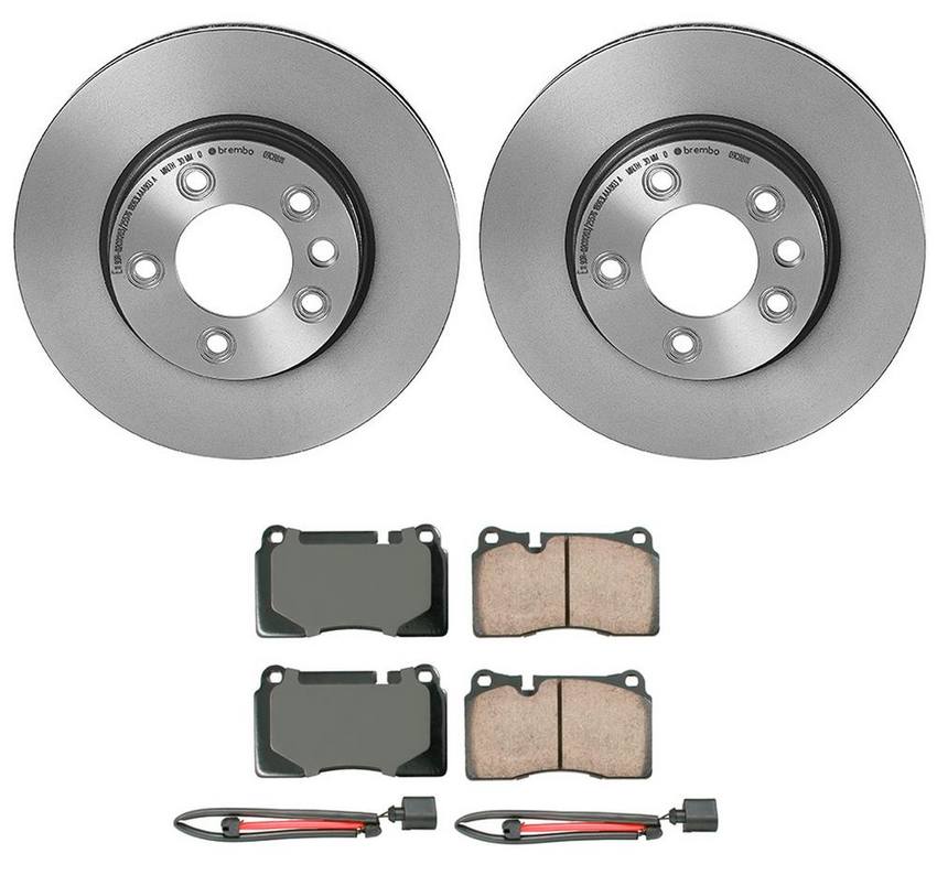 VW Disc Brake Pad and Rotor Kit - Front (330mm) (Ceramic) (EURO) 7P6698151F - Akebono Euro Ultra-Premium 4116052KIT